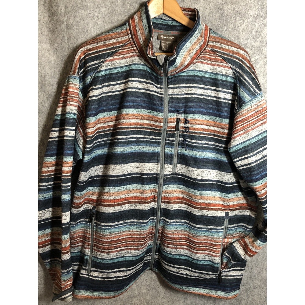 Ariat Coat Mens XL Gray Caldwell Full Zip Southwestern Sweater Fleece Outdoor